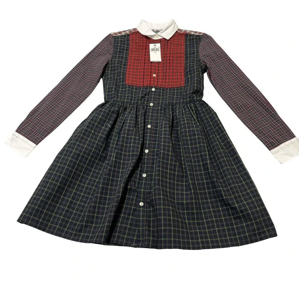 Polo Ralph Lauren Mixed Plaid Button Down Shirt Dress Size 16 Fit‎ Flare Preppy